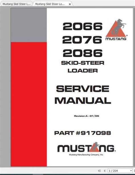 This is the same manual that the dealer repair shops use It contains hundreds of pictures and diagrams containing all the information you need to repair and troubleshoot your skid-steer. . Mustang skid steer service manual